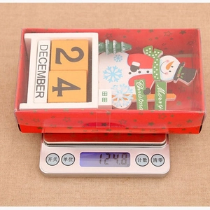 Christmas wooden advent calendar set with snowman decor and month blocks in red gift box