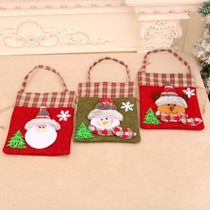 Dreiteiliges Weihnachts-Geschenkbeutel-Set mit Weihnachtsmann, Schneemann und Rentier