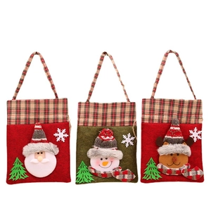 Dreiteiliges Weihnachts-Geschenkbeutel-Set mit Weihnachtsmann, Schneemann und Rentier