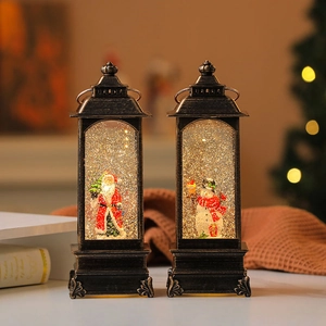 Lanternes de Noël lumineuses avec Père Noël et bonhomme de neige, lampes LED à eau
