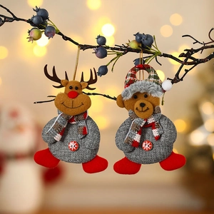 Set de peluches navideños con reno y osito para decoración de árbol de Navidad