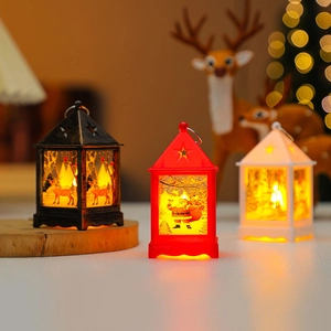 Luminous Christmas LED lantern with festive Santa and elk patterns for holiday home decor