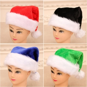 Cappello di Natale in Peluche di Lusso Morbido Velluto Cappello di Babbo Natale Con Bordo in Pelliccia Sintetica Bianca Pompon per Adulti Decorazione Festa