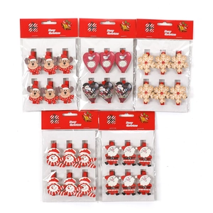 Christmas wooden clips set featuring Santa, Reindeer, and Snowman for photo decor