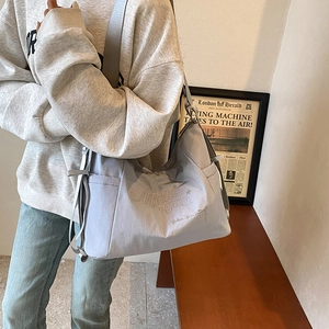 Light blue Michigan tote bag for women, large canvas shoulder bag in a casual urban style