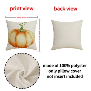 Linen pumpkin throw pillow cover for Thanksgiving 18-inch cushion case for sofa decor
