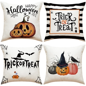 Halloween Kürbis Fledermaus Druck Kissenbezug Leinen Baumwolle Kissenhülle Sofa Wohnzimmer Saisonale Dekoration
