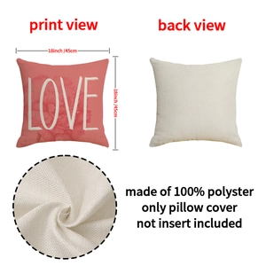 Floral Mother's Day pillow case with LOVE print, 18x18 inch linen textured cover