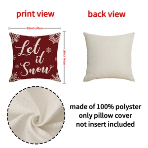 Red Christmas pillow cover with Let it Snow text and snowflake pattern, 18x18 inches