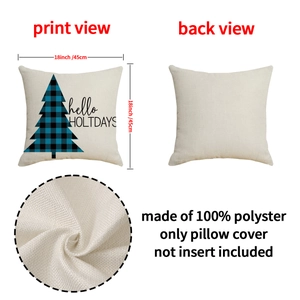 Christmas snowman pillow case in 18-inch breathable linen-style polyester with tree print