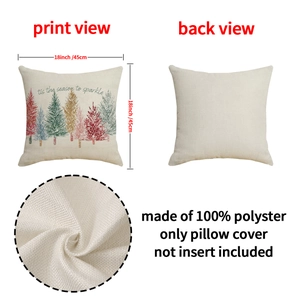 Federa natalizia 45x45 cm in lino con stampa albero di Natale per divano e letto