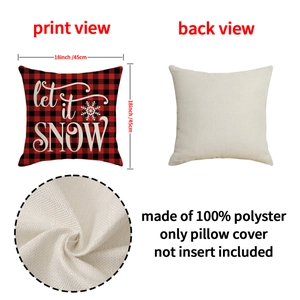 Housse de coussin Noël carreaux Buffalo Let It Snow 18x18 pouces polyester lin résistant