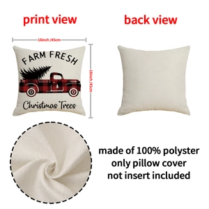 Christmas truck linen pillowcase 18x18 inch festive decorative cushion cover set