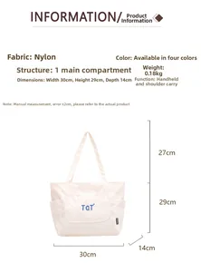 Sac fourre-tout en nylon blanc dimensions 30x29x14cm et poids 0,18kg avec logo TGT
