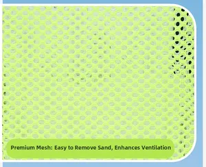 Macro view of premium hexagonal mesh fabric for easy sand removal and ventilation