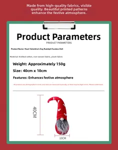 Dettaglio gnomo di San Valentino con dimensioni di 40 cm di altezza e 10 cm di larghezza