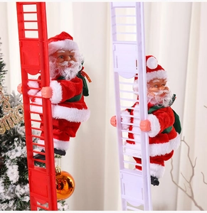 Electric climbing Santa Claus toys with red and white ladders for Christmas home decor