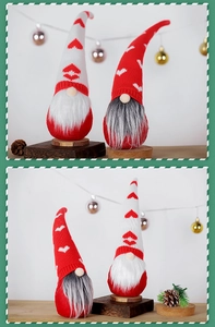 Dettaglio di gnomi di San Valentino rosso e bianco con motivi a cuore e barbe finte