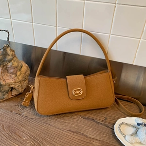 Vintage French Baguette Bag For Women PU Leather Underarm Shoulder Crossbody With Gold Buckle Retro Style