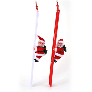 Electric musical Santa Claus climbing ladder toys with red and white stairs for Xmas decor