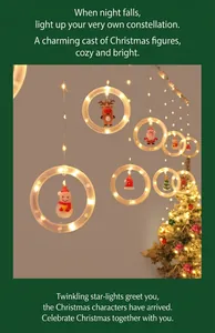 Detail of Christmas LED ring lights featuring 3D Santa, Snowman and Reindeer figurines