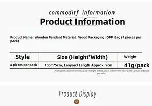 Size chart for 4-pack wooden Christmas tree gnome ornaments with specific dimensions