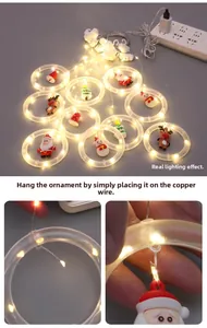 Macro detail of DIY Christmas LED ring lights with removable PVC figurines and USB power