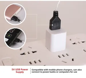 Close-up of 5V USB power connector with clear cable for Christmas LED string lights