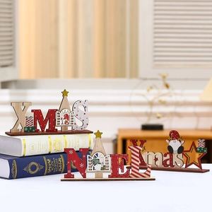 Christmas Wooden Lettering Desktop Ornaments XMAS NOEL Signs With Gnome Xmas Tree Star For Festive Table Decor Holiday Gift