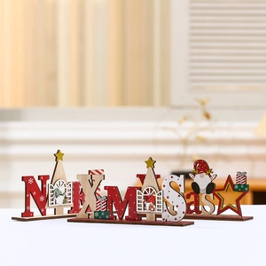 Christmas wooden tabletop decor with NOEL and XMAS letter signs for holiday home decoration