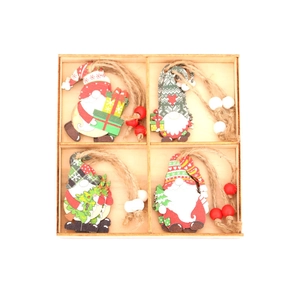 Set of 12 Christmas wooden gnome ornaments in a wooden box for holiday tree decor