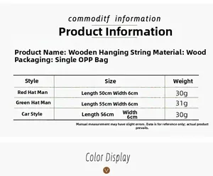Detailed size chart for wooden Christmas gnome and car ornaments with length and weight info