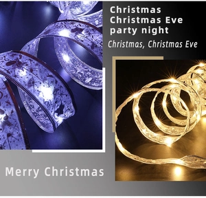Close-up of LED ribbon lights with holiday star patterns and glowing festive warm tones