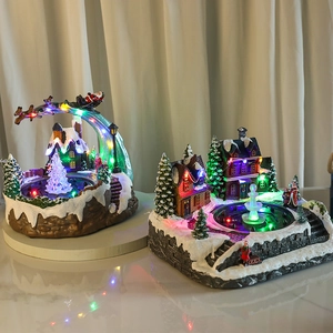 Christmas musical snow house decor with rotating LED lights and fountain effect