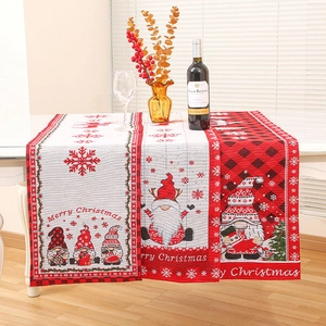 Runner Da Tavola Natalizio Maglia Poliestere Gnomo Quadri Fiocco Di Neve Renna Decorazione Festiva Vacanze Tavolo Pranzo Casa
