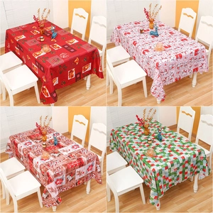 Christmas Rectangle Tablecloth Polyester Festive Dining Table Cover Santa Gnome Reindeer Plaid Pattern Holiday Home Party Decor