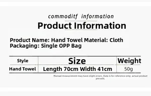 Size chart showing 70x41cm dimensions for Christmas hand towel kitchen decoration