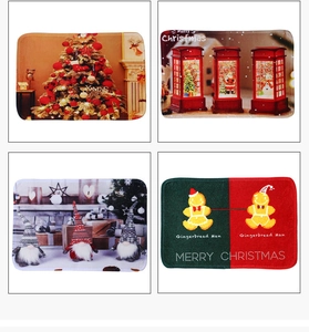 Selection of four Christmas themed non-slip crystal velvet mats with festive holiday patterns