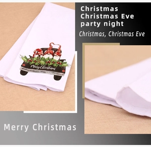 Close-up of Christmas gnome truck towel showing fine edge stitching and soft texture