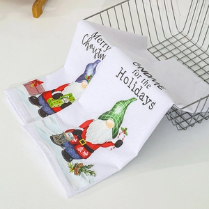 Zweiteiliges Weihnachts-Handtuchset mit festlichen Gnomen-Motiven für die Küche