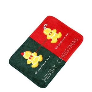 Christmas gingerbread man doormat with non-slip crystal velvet and red-green festive design