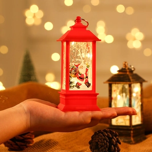 Christmas LED Lantern Night Light Plastic Handheld Warm Lamp For Home Party Tabletop Decor Santa Claus Elk Snowman