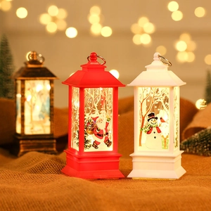LED Christmas lanterns with Santa and snowman patterns for festive home decor