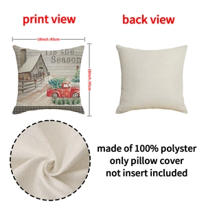 Christmas Santa Claus red truck pillow cover 18x18 inch in linen texture for sofa decor