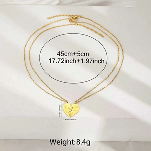 Detailed size specifications for Big Sis and Little Sis stainless steel heart necklaces