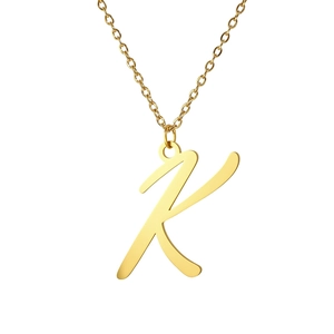 Collier minimaliste en acier inoxydable doré avec pendentif ajouré lettre K
