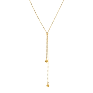 Elegant 18K gold-plated stainless steel Y-shaped necklace with minimalist golden beads