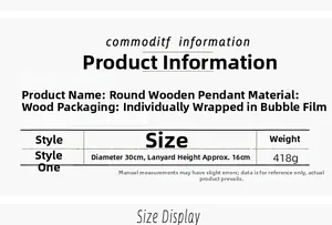 Detailed size specifications for a 30cm wooden welcome door sign with hanging rope