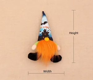 Detailed dimension guide showing the height and width of the Halloween gnome doll