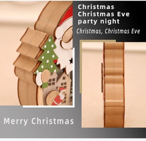 Detailed side view of multi-layer wooden Christmas decor showing the stacked 3D structure
